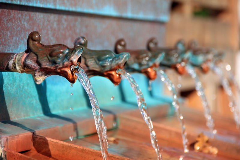 Bubbling Fountain in a Garden